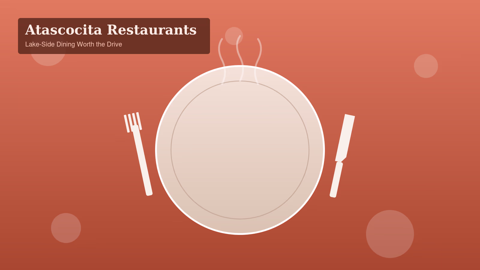 Coral illustration of a fork and knife on a plate symbolizing Atascocita restaurants