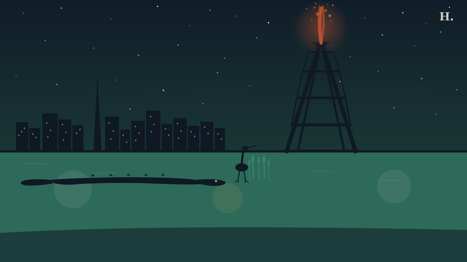 Beaumont TX day trip: Spindletop oil derrick with gusher, alligator silhouette in marsh, cattail reeds and heron