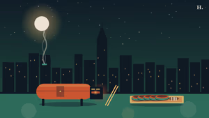 Best barbecue in Missouri City TX illustration: barrel smoker with smoke, brisket slices on a cutting board under a night sky