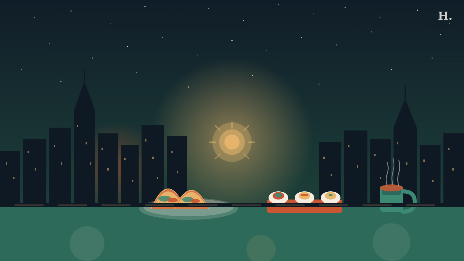 Best breakfast in Pearland TX illustration: tacos, kolaches, and coffee on a suburban morning