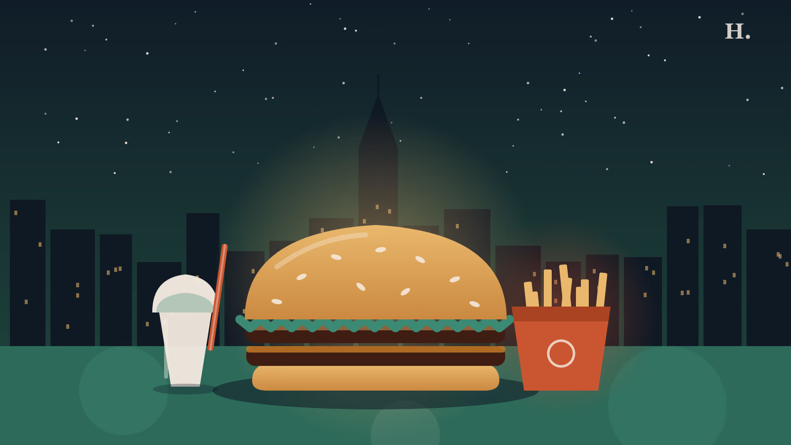 Best burgers in Katy TX: double-smash burger, golden fries and milkshake against Houston night skyline