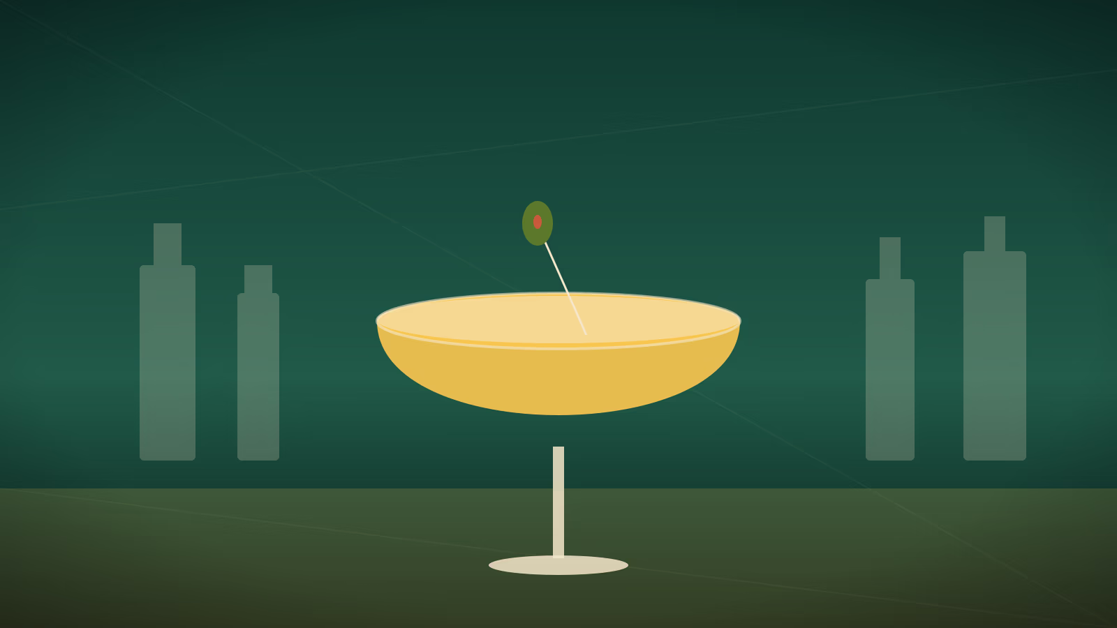Classic coupe cocktail glass with olive and amber liquor for best cocktail bars in Houston