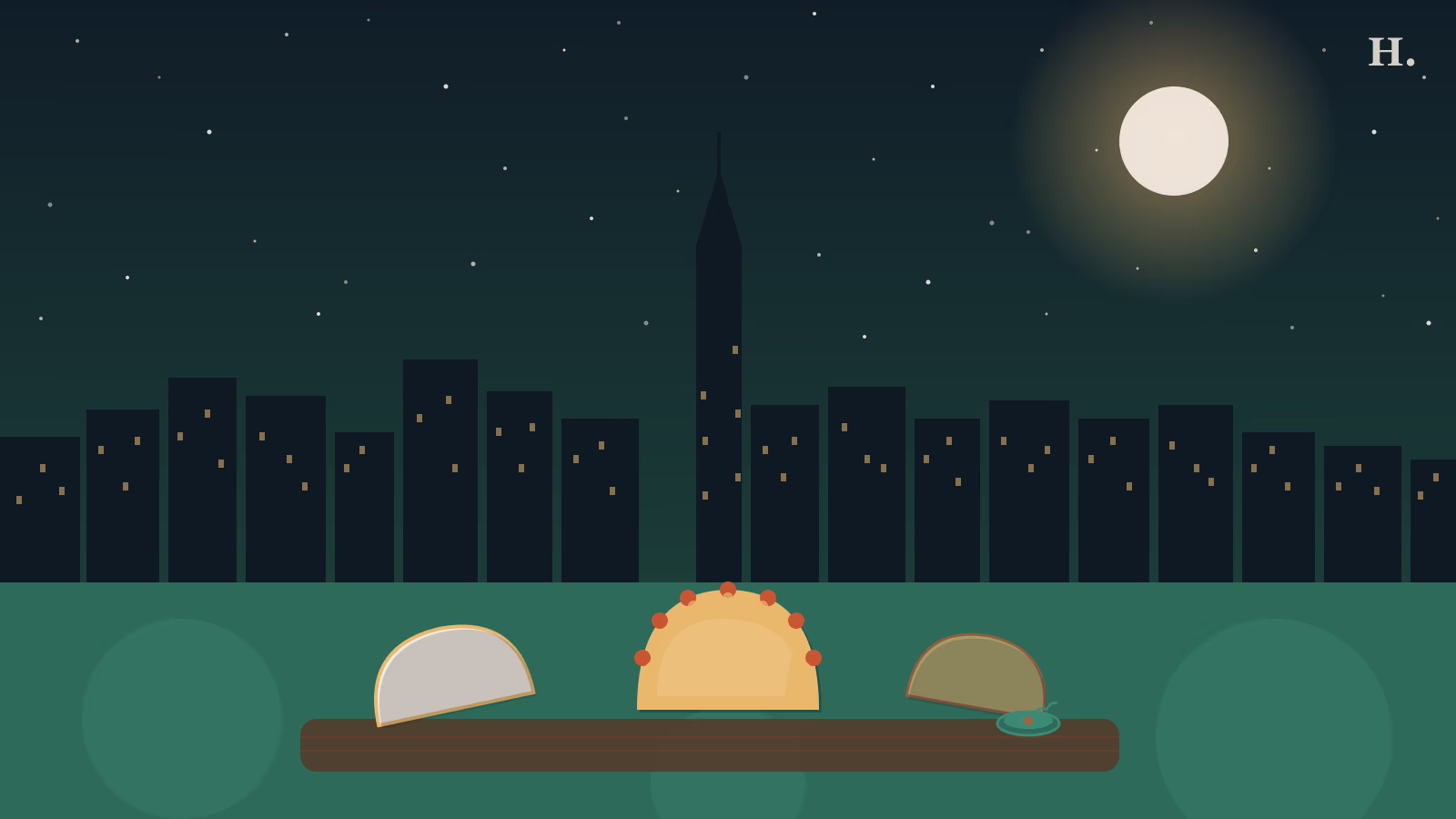 Best empanadas in Houston illustration: hand-crimped pastries on a platter against a Houston night skyline