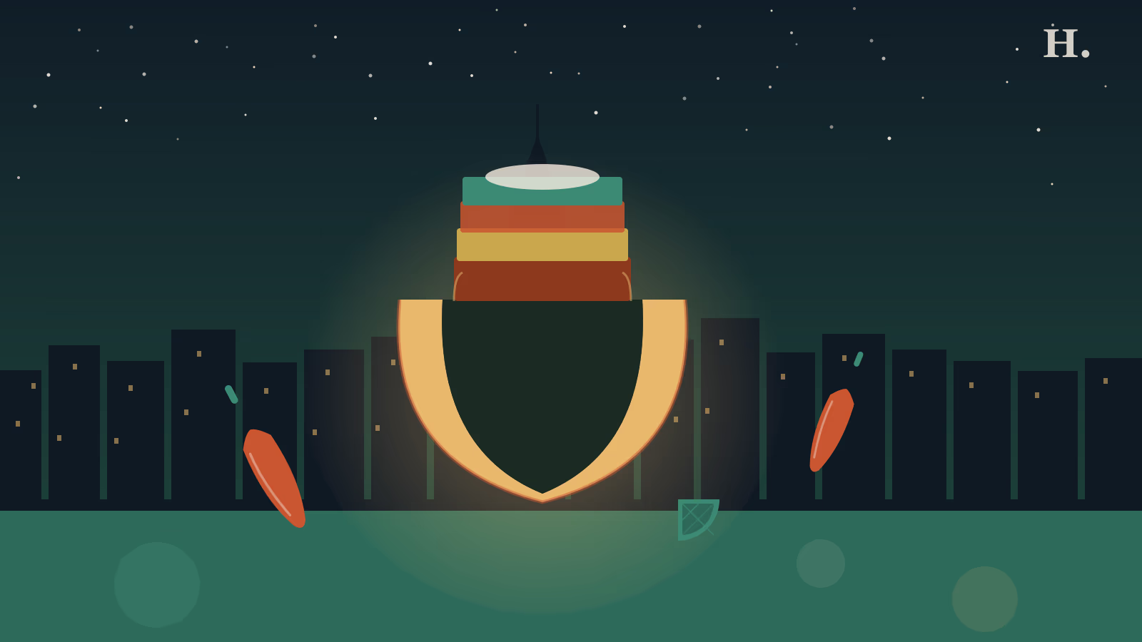 Best Mexican and Tex-Mex restaurants in Baytown TX night illustration with taco, chili peppers and Houston skyline