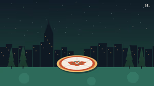 Best pizza in Kingwood TX: round pie with pepperoni against a forest skyline at night