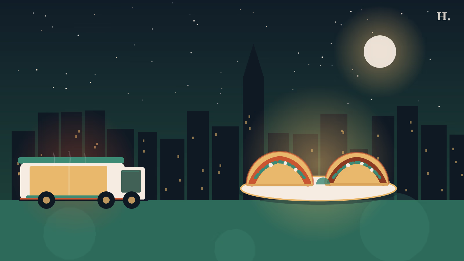 Best tacos in Pearland TX: street tacos and taqueria counter under a Houston night sky