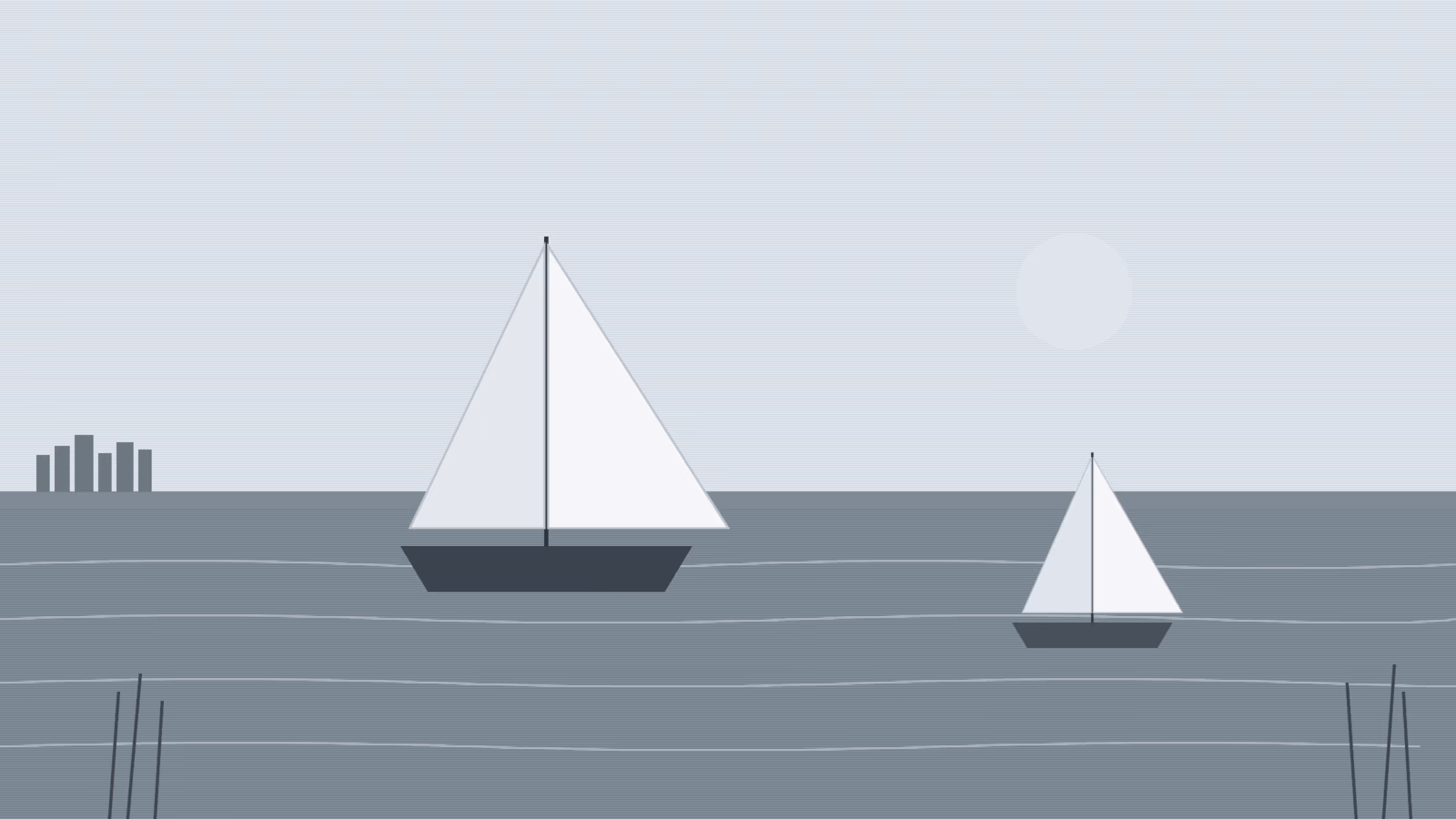 Sailboats on a gray bay near Houston for the Clear Lake TX neighborhood guide