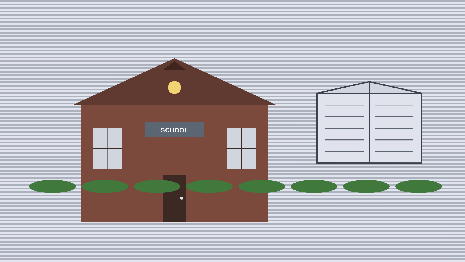 Illustration of a school building and open book for the Clear Creek ISD schools in Clear Lake TX parent guide