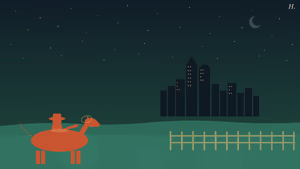 Dude ranch Texas: horse and rider silhouette under night sky near Houston