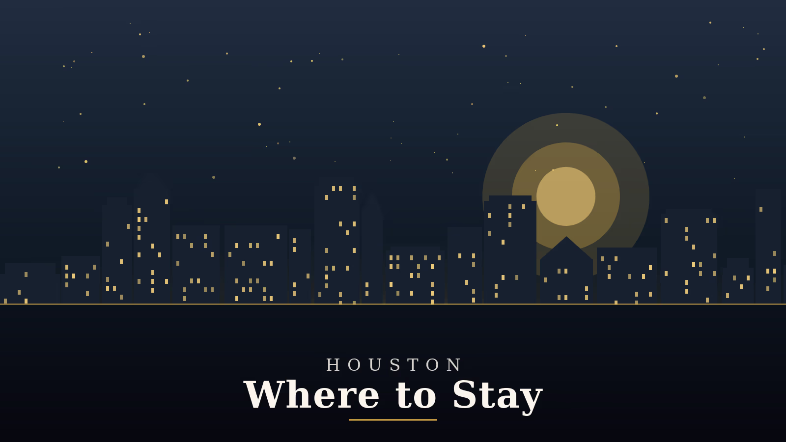 Houston skyline at dusk - hotels in Houston where to stay guide