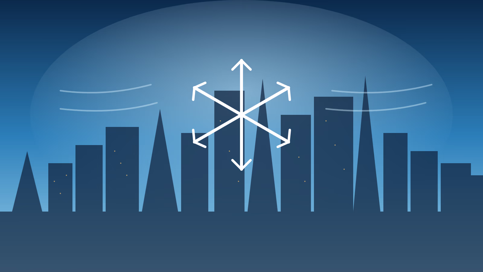 Houston skyline at night with snowflake overlay representing Houston AC repair and HVAC service