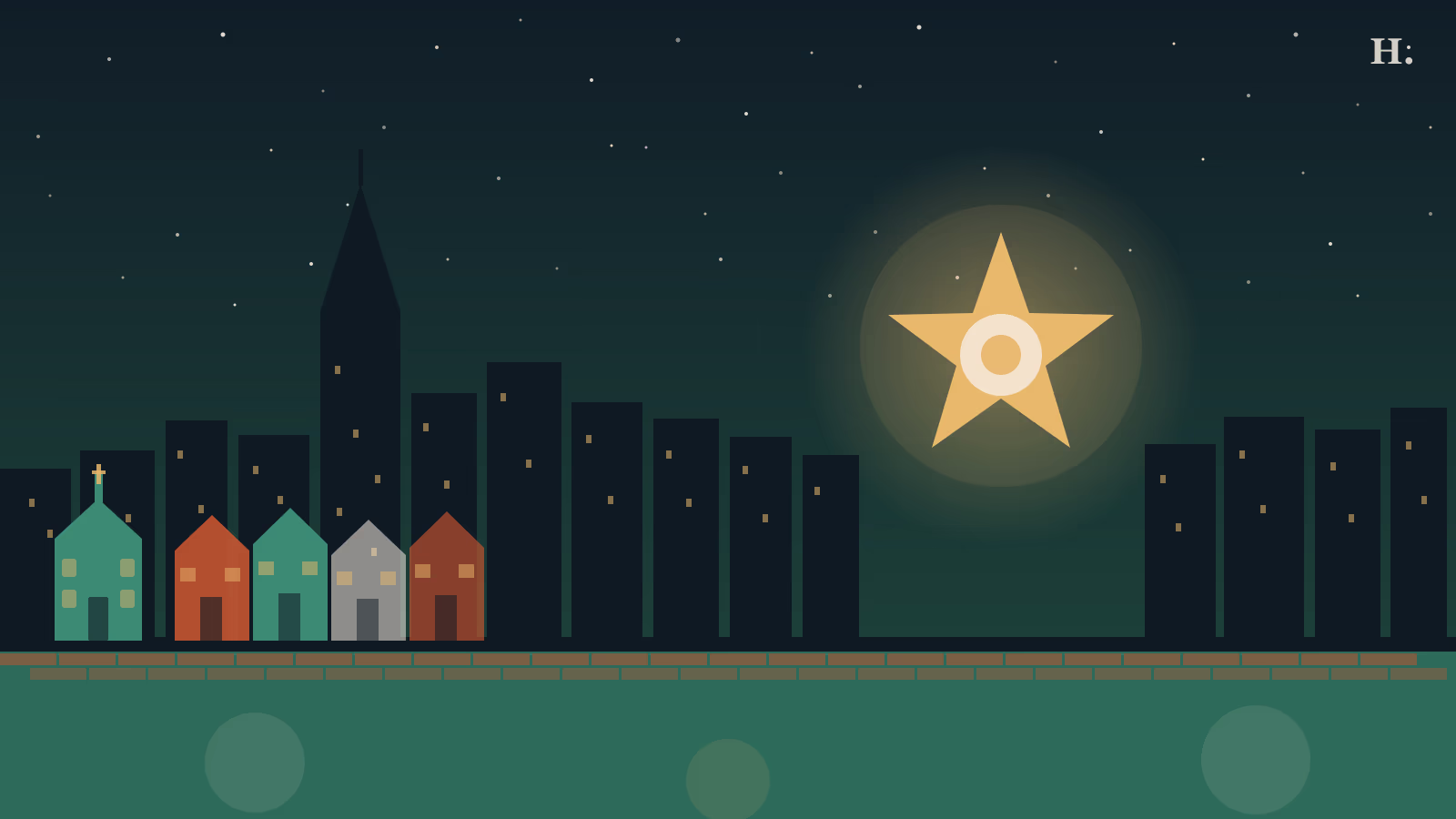 African American landmarks Houston: Emancipation Park pavilion, row houses, and brick streets under a night sky