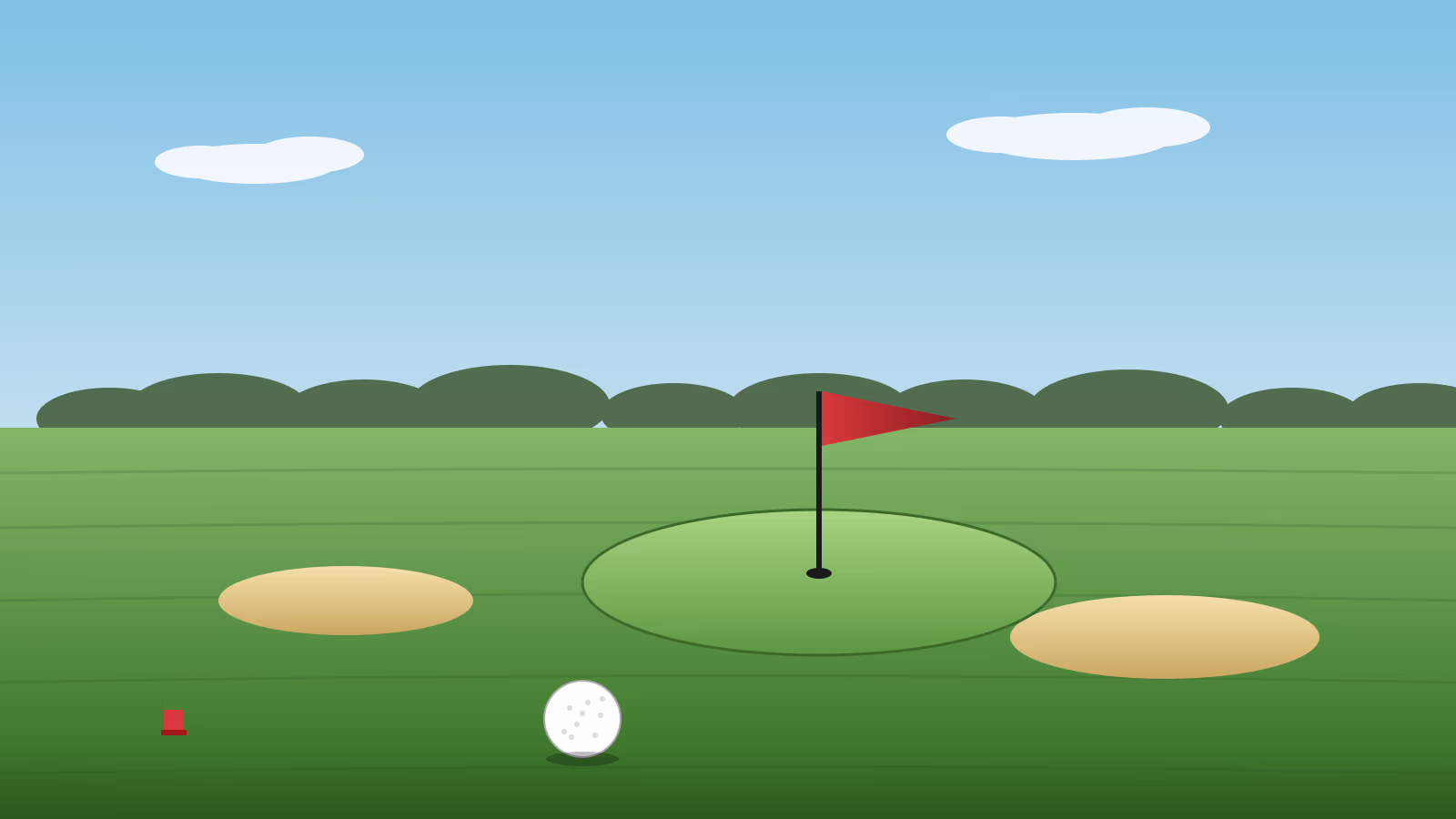 Golf course fairway green flag and ball with bunkers illustrating the best Houston golf courses guide