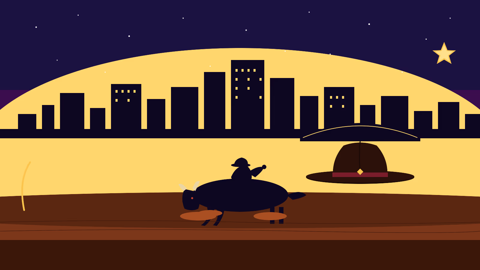 Illustration of bull rider Houston skyline cowboy hat and lone star for Houston Rodeo 2026 survival guide