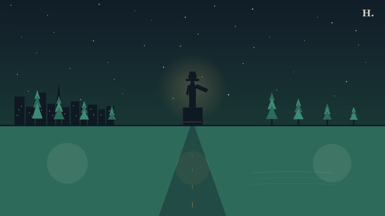 Things to do in Huntsville TX: giant Sam Houston statue silhouette in a night sky with pine trees and the Texas Piney Woods