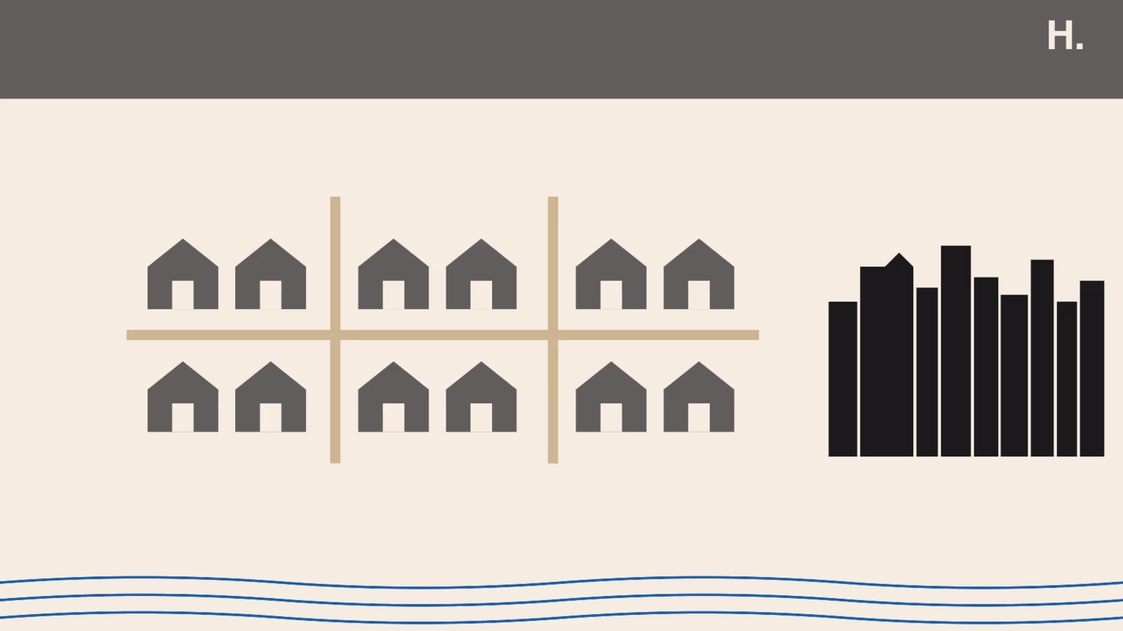 Stylized Katy Texas master-planned community housing layout with Downtown Houston skyline in the distance