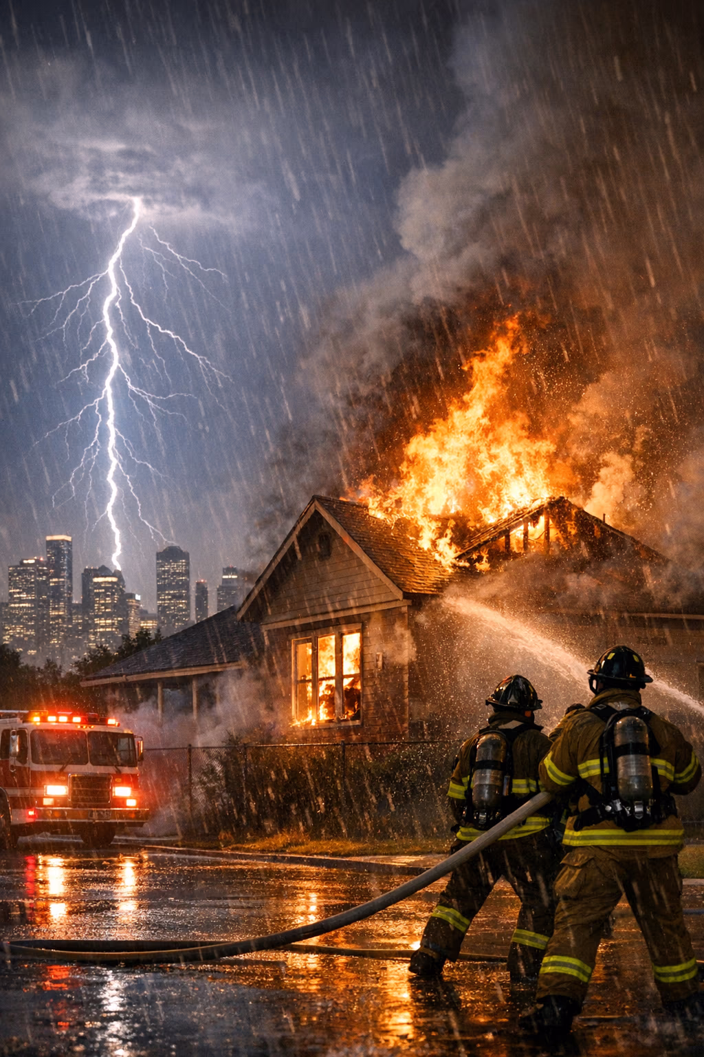 Lightning Strike Sparks House Fire in Northeast Harris County Near Houston