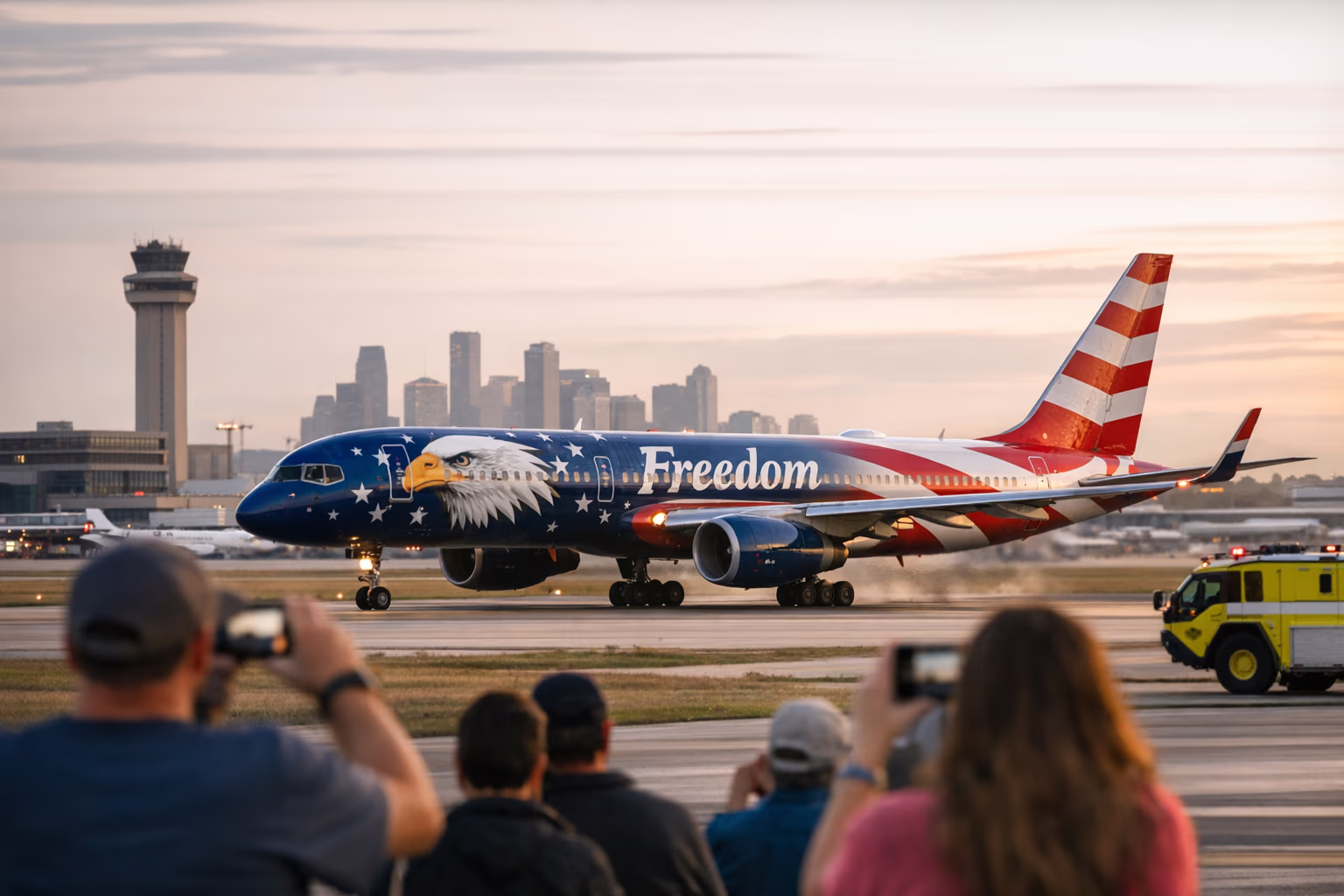 Freedom Plane Lands in Houston, Drawing Attention at Bush Airport
