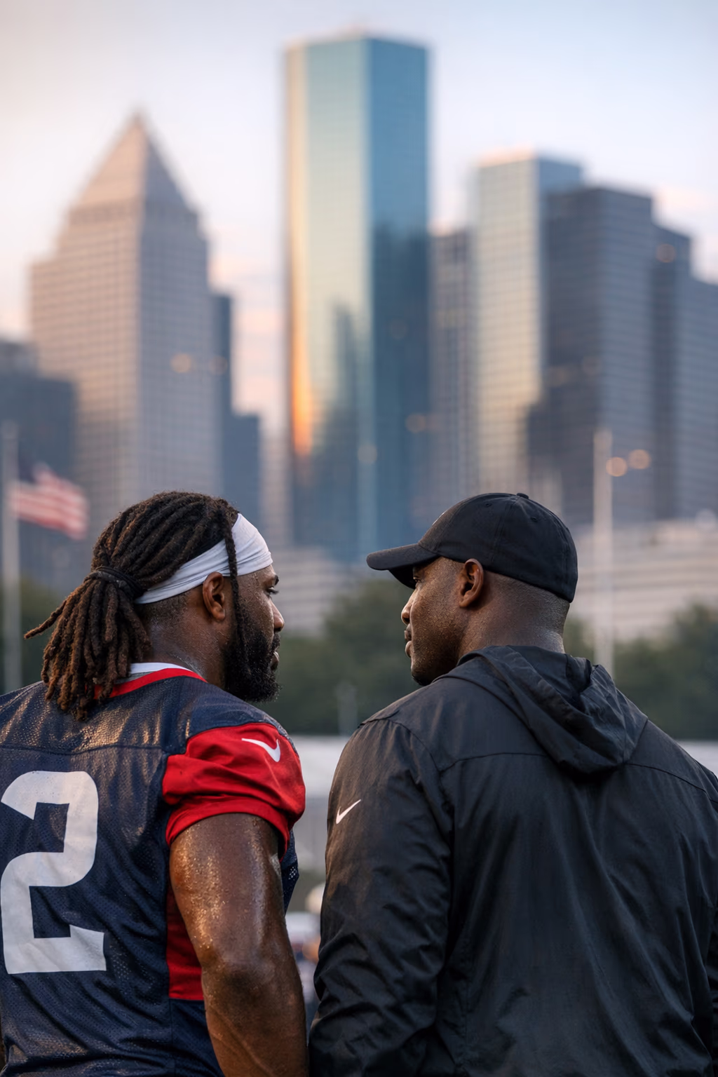 Houston Texans LB Azeez Al-Shaair Opens Up About Awkward First Talk With DeMeco Ryans