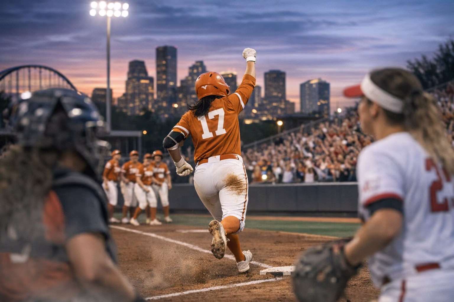 Texas softball forces Game 3 with Hunter's late homer