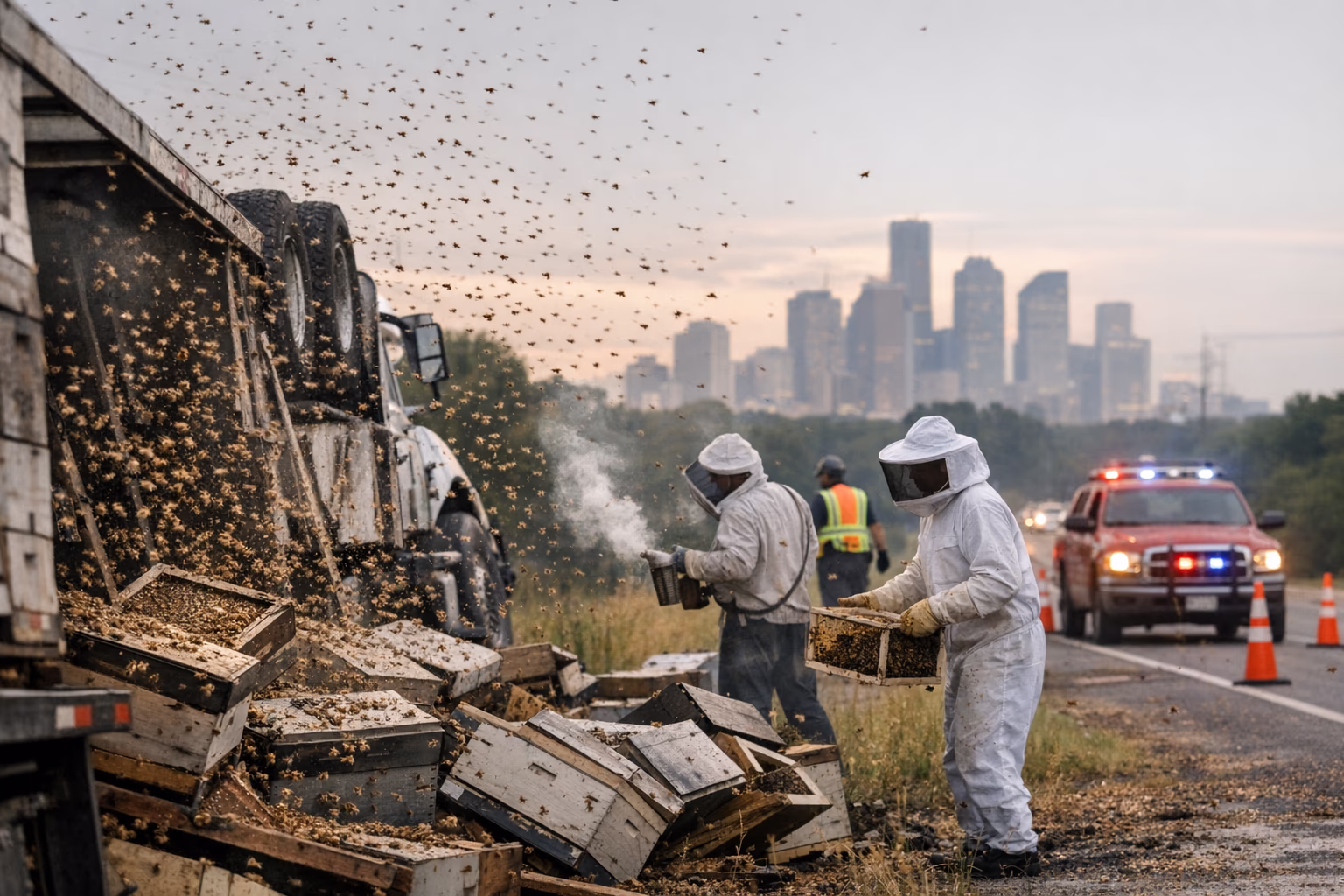 Texas Bee Truck Crash Releases Millions of Honeybees