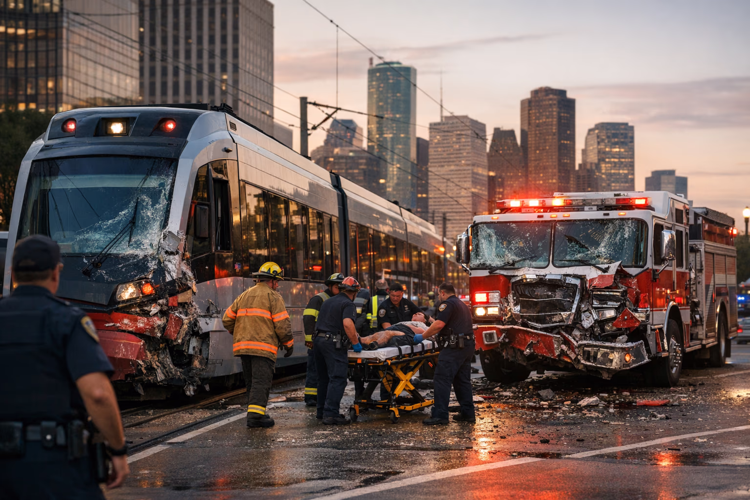 Houston METRORail Passenger Hurt in Crash With Fire Truck