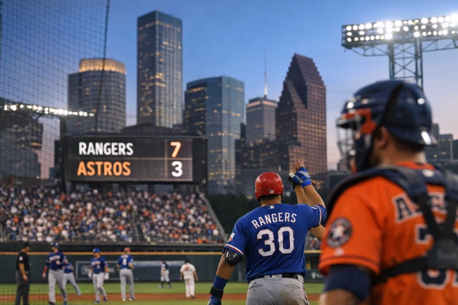 Rangers Beat Astros 7-3 in Houston on July 10