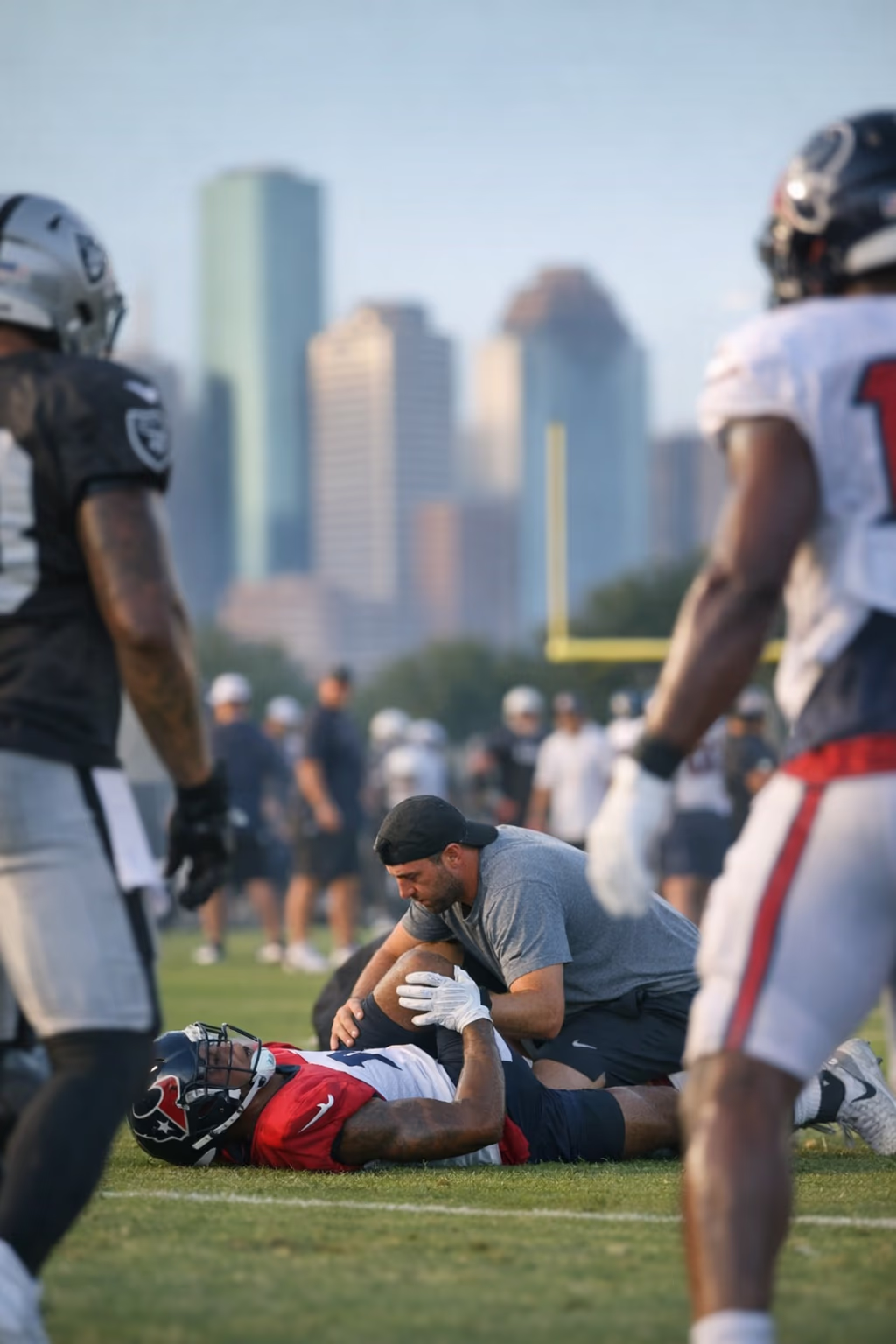 Texans receiver Jayden Higgins injured at Raiders practice