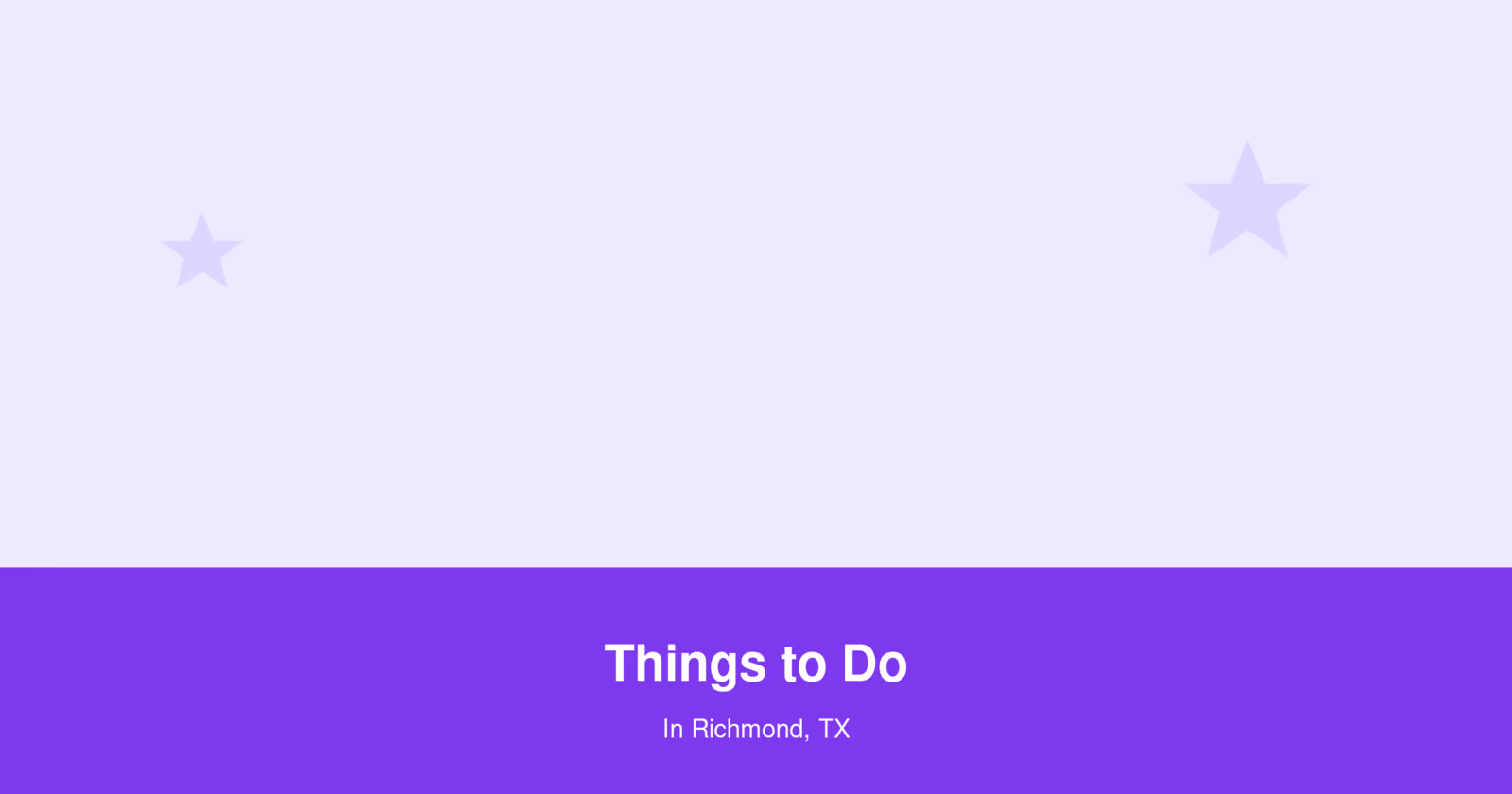 Flat illustration of a concert ticket and star burst graphic for things to do in Richmond Texas guide