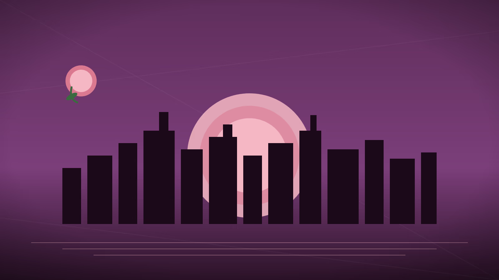 Houston skyline at sunset with rose for romantic things to do in Houston guide