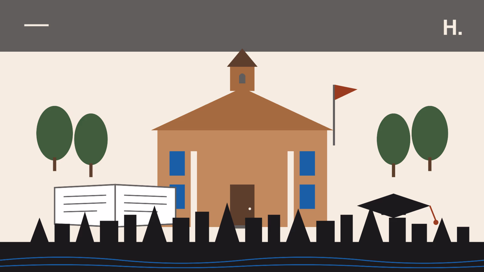 Schoolhouse with open book and graduation cap for Conroe ISD schools The Woodlands TX guide