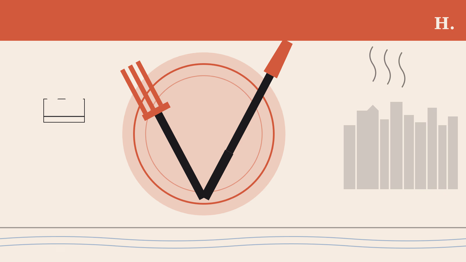 Illustration of fork knife plate and chef's hat for best Third Ward Houston soul food and Creole restaurants guide