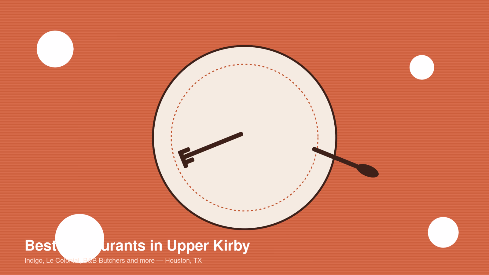 Illustration of fork and knife on coral plate representing Upper Kirby Houston restaurants