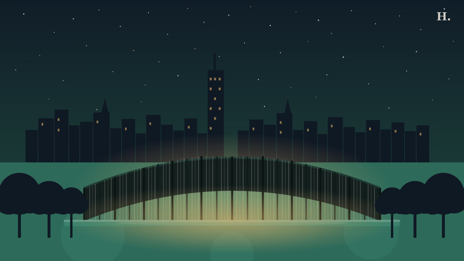 water wall houston: 64-foot curved cascade fountain illuminated at night in Uptown